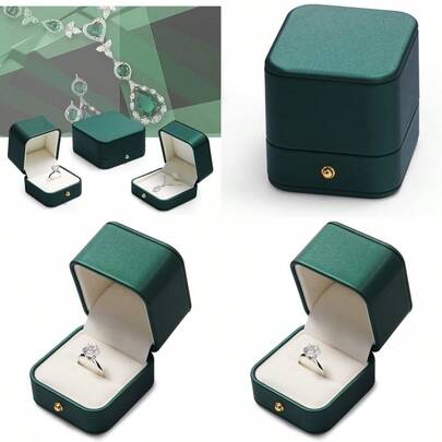 Woodten Engagement Ring Boxes Proposal Ring Boxes Green Ring Box For Men Women Wedding Valentine's Day Gift