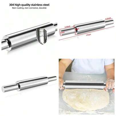Rodillo de acero inoxidable de 17 pulgadas, rodillo de masa larga para todas las necesidades de horneado