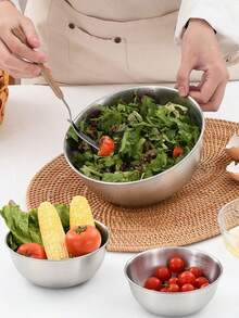 Powcan Stainless Steel Mixing Bowl Set, 3-Piece Nesting Bowls For Cooking, Baking, Salad, And Meal Prep | Stackable Design, Easy To Clean, Durable And Versatile For Kitchen Use - Silver-3-piece Set - View 5