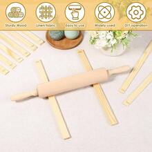 Juego de 12 herramientas de cermica, incluye 1 rodillo de madera, herramientas de arcilla polimrica para esculpir, 1 mantel de lino porttil y 10 guas de 5 tamaos para ensear madera - 17. - Madera-45 cm - Ver 4