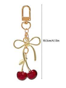 2 Stück/1 Stück Damen/Herren Gold/Rot/Rosa 10,5 cm Künstliche Acryl Kirsche Legierung Schleife Schlüsselanhänger, modischer minimalistischer Lässig Streetwear Accessoire geeignet für Damen/Herren Alltags-Outfit, Rucksack, Autoschlüssel, Reise, Schule, Party, Weihnachtsgeschenk, Autoschmuck, Geschenkidee für Freundin, Schwester, Lehrer