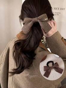 可爱单件装女士蝴蝶结装饰时尚发圈，可用于头发装饰、发饰、马尾辫、发圈、发绳、发绳扎发、发圈、发饰，也是馈赠佳品。