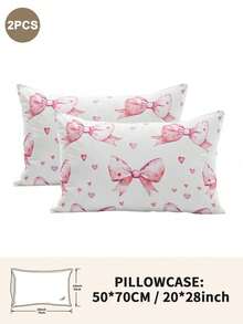 1个/2个/4个可爱蝴蝶结印花枕套（不含枕芯），柔软舒适，四季皆宜 - 彩色 - 查看 20
