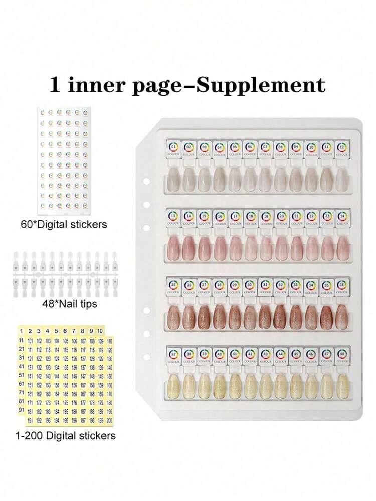 48/96/144色指甲油磁性可拆卸展示册，可拆卸色卡色板，优质透明PVC封面，便携式可拆卸展示册，适用于美甲沙龙和美甲爱好者 - 灰色 - 查看 7