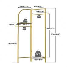 UNHO Heavy Duty Clothes Rack Modern Simple Golden Rail Open Wardrobe Metal Stand With Marble Storage Tier - 金色 - 查看 5