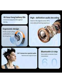 HTC NE27 Bluetooth Headset With Intelligent Translation Function, Comfortable Ear Hook Style, Digital Display, Portable And Lightweight For Office Use, Black - Black - View 6