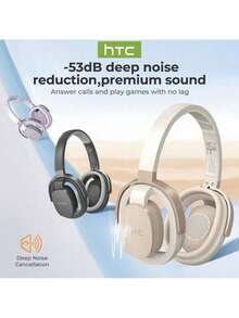 HTC HP07 On-Ear Headphones Intelligent Active Noise Cancelling Technology Focused Listening In Noisy Environments One-Touch Transparency Mode Comfortable In-Ear Comfort And Long-Lasting Battery Life Black