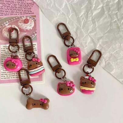 Sanrio Kawaii Hello Kitty Keychain Cute Sanrio Cartoon Key Ring Pendant Girls Birthday Gift Couple School Bag Pendant