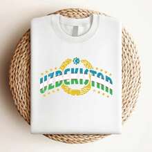 180g pure Cotton Mens Uzbekistan T-shirt O?zbekiston Tee shirt Uzbek Heritage National day Tee Slightly Stretched Unisex graphic Comfortable T-Shirt For Women Casual female Top For Everyday Wear women Breathable Print Round Neck Short Sleeve Casual Stylish fashion - Blanco - Ver 4
