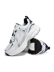 baasploa Women's Thick Sole Sports Shoes, Mesh Running Shoes, Thick Increase Height Sports Shoes, Lightweight Casual Shoes, Retro Shoes, Shock Absorbing Non-Slip Wear-Resistant Soft Bottom Walking Shoes, Fashion Versatile Running Training Shoes, Thick Sole Sports Shoes, Retro Patchwork - 白色 - 查看 11