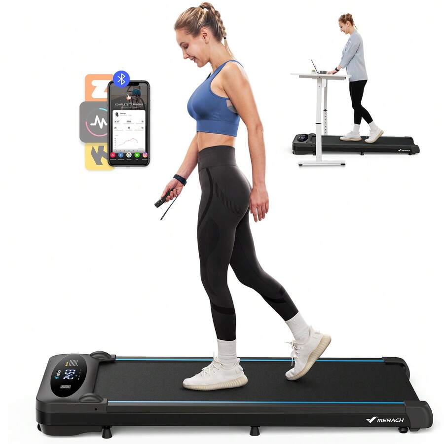 MERACH Walking Pad, 2.75HP Quiet Under Desk Treadmills For Home, Portable Walking Treadmill With Magnetic Remote Control, LED Display, APP - 英規插(220-240V) - 查看 1