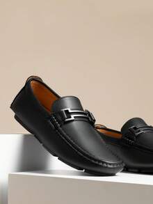 Men's Faux Leather Driving Penny Loafers Boat Shoes – Casual Comfort For Everyday Wear And Stylish Weekend - 黑色 - 查看 1