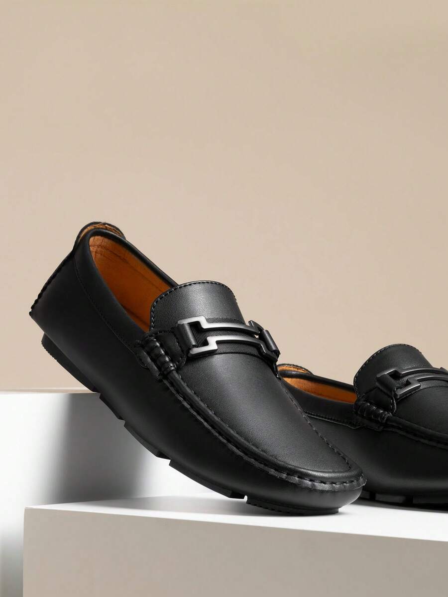 Men's Faux Leather Driving Penny Loafers Boat Shoes – Casual Comfort For Everyday Wear And Stylish Weekend - 黑色 - 查看 1