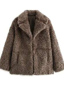 Luxuriöser Fake-Pelz flauschiger offener Mantel, langärmeliger Wintermode-Mantel, ein auffälliges Stücke, elegante Abend-Jacke, eine reizvolle Wahl für Feiertagspartys - Damen Jacke Mantel.