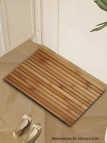 1pc Faux Bamboo Pattern Floor Mat, Skillfully Simulating Wood Grain Texture And Color, Rustic Yet Stylish, Creates A Warm And Natural Ambiance, Made Of High-Quality Material, Durable And Easy To Clean, Suitable For Living Room, Bedroom, Doormat, Small Rug, Welcome Mat, Carpet, Floor Mat, Outdoor Doormat, Kitchen Rug, Home Decor, Front Door Mat, Area Rug, Outdoor Mat, Home Decoration, Area Carpet, Garden Carpet, Washable Rug