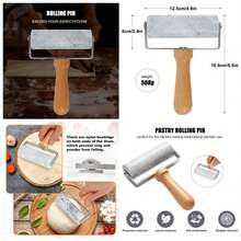 Rodillo de repostera de mrmol con superficie lisa, antiadherente y verstil, con de madera de haya y acero inoxidable, para hornear galletas, pizza, tartas y ms - (Textura 1) - Ver 1