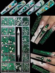 21 Gitter Nagelrhinestone-Set, Nail Art Dekorationen flache AB Strass-Set DIY Handwerke Edelsteine für Nägel, Schuhe, Kleidung, Schmuck Heim DIY Dekorationszubehör