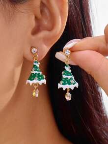 2pcs Christmas Tree, Snowflake & Bell Earrings, Unique & Fun Earrings, New Reindeer Candy Cane Hoop Earrings With Colorful Bells & Tassels, Christmas Gift Earrings, Suitable For Party/Daily And Event Wear