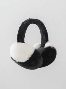 1 unidade de protetores auriculares de pelúcia fofos da linha Dark Series para mulheres, adequados para uso externo, na cor branca.