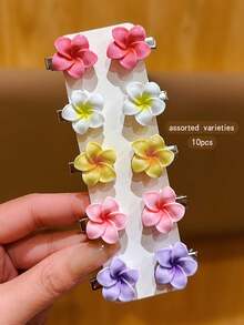 10pcs Random Color Flower Style Hair Clips, Sweet Style Hair Accessories For Girls - Multicolor - View 10
