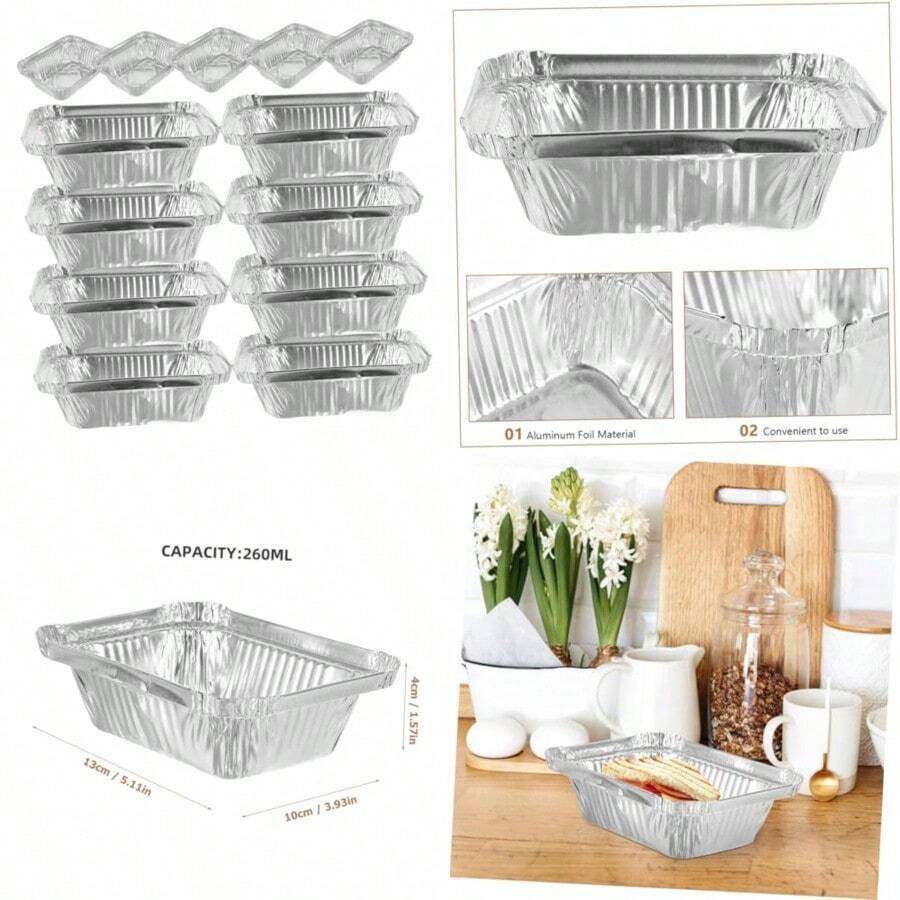 TOPPERFUN 100piezas Bandejas De Aluminio Desechables Para y Transportar Alimentos Molde Para Pan Utensilios De De Usar - PAGO - Ver 1