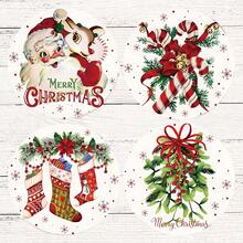 4 Stücke/8 Stücke Weihnachts-Themen Untersetzer, Weihnachtsmuster saugfähige Getränkeuntersetzer für Kaffee, Küche, Tisch, Raum, Bar Dekoration, Weihnachtsgeschenk - Verschiedenfarbig - Übersicht 2