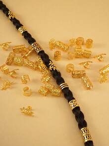 120/80/40件金色发圈套装，街头风，派对，编发饰品，女士发夹，编发装饰，万圣节，哥特，Y2K，秋季小妖精派对发夹，小妖精派对发夹，节日派对装扮发饰，金色金属光泽，礼物，旅行，女士礼物，发饰，圣诞袜填充物