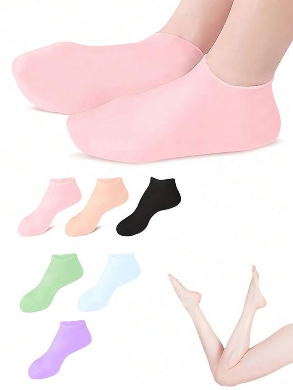 2/1 Pair Silicone Moisturizing Foot Socks, Soft Silicone Socks, Anti Slip Gel Spa Socks Softening Feet Dry Cracked Skin, SPA Pedicure Socks For Women Foot Care After Pedicure