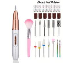Professional Nail Drill Kit, USB Rechargeable Nail File Drill, 300mAh Lithium Battery High Capacity, Manicure & Pedicure Set, Home And Salon Nail File Kit, Nail Buffer Grinding Polishing Tools - trắng - Xem 8