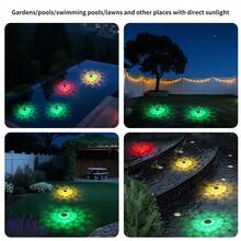 1 pièce Lumière de piscine solaire, rouge/jaune/orange/vert, chargement de jour, éclairage automatique de nuit, efficace, lumineux et à plusieurs modes d'éclairage, peut être épaissi, anti-écrasement, masque en PC, flotteur d'eau, jardin de piscine, piscine, pelouse, usage extérieur