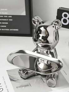 Keychain Bowl Tray Bear Statue Ceramic Key Holder Candy Dish Tray For Keys Lipsticks Candy Jewelry And Small Objects Creativity Piggy Bank Animal Sculpture Home Decor Or Office Living Room Bedroom Accessory Gifts For Men And Women Desk Essential Accessories - Multicolor - View 5