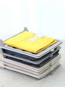 1/3/5/8/10/15pcs Stackable Plastic Clothing Storage Rack With Lid - Foldable, Space-Saving Shirt And Pants Organizer Rack, Convenient Design, Ideal For Home Closet Organization, Slouchy Person Creative Wardrobe Folding Shirt Anti-Wrinkle Portable Rack - Multicolor - View 9