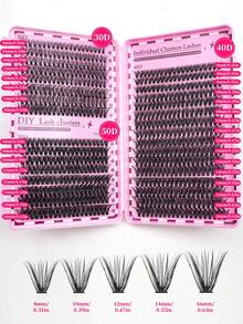 640pcs False Eyelash Set, 30D+40D+50D Large Capacity Mixed Lash Extension Set, 8mm-16mm DIY Lash Extension Set, Single Lash Cluster Set, D Curl Lash Extension Set, Includes Adhesive, Sealer And Lash Extension Tools, Suitable For Daily Use, Essential Makeup Tool For Women, Easily Create Glamorous Makeup Look, Suitable For Daily Use, Travel, Beginner, Wedding, Date, Party, Holiday And Other Occasions, Also A Great Gift For Christmas/Halloween/Back To School Season - 黑色 - 查看 7
