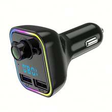 Transmisor para Auto con Pantalla LED FM Bluetooth 2 Puertos USB y Reproducción MP3 Compatible con Tarjeta TF Transmisor Bluetooth para Coche con LED RGB - Negro - View 6