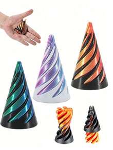 Multi-Size Reversible Spiral Cone 3D Printed Anxiety Relief Fidget Toy,Spiral Structures Finger Spinner Desk Decor,Perfect Gift For Christmas,Birthday Parties,Gadgets For Teens,3d Fidget,Anxiety Toy,Fidget>Over 14 Years,Gyroscope,Fidget Slider