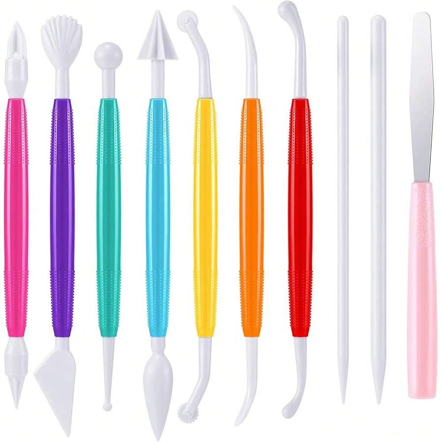 10 Count Plastic Clay Tools Clay Sculpting Modeling Double  Ceramic Pottery Tool Kit Cook Decorating Tools For Crafts DIY Shaping And Sculpting, Assorted Colors