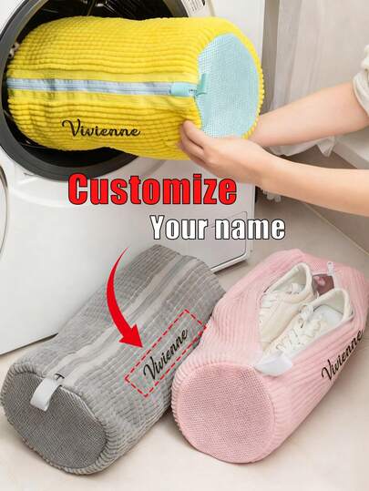 Custom Embroidered Name Shoe Cleaning Bags, Washer Shoe Bags - Heavy Duty Reusable Washer And Dryer Laundry Shoe Bags, 360° Deep Clean Zipper Protector Bags, Stain-Free Shoe Care Kit For Athletic Shoes, Tennis Shoes, Running Shoes And Boots, Machine Washable Shoe Storage Bags, Durable Polyester Laundry Storage Bags With Handles, Fits Most Sizes - Great For Home Laundry, Travel, Gym, Back To School, College Dorms And Outdoor Use