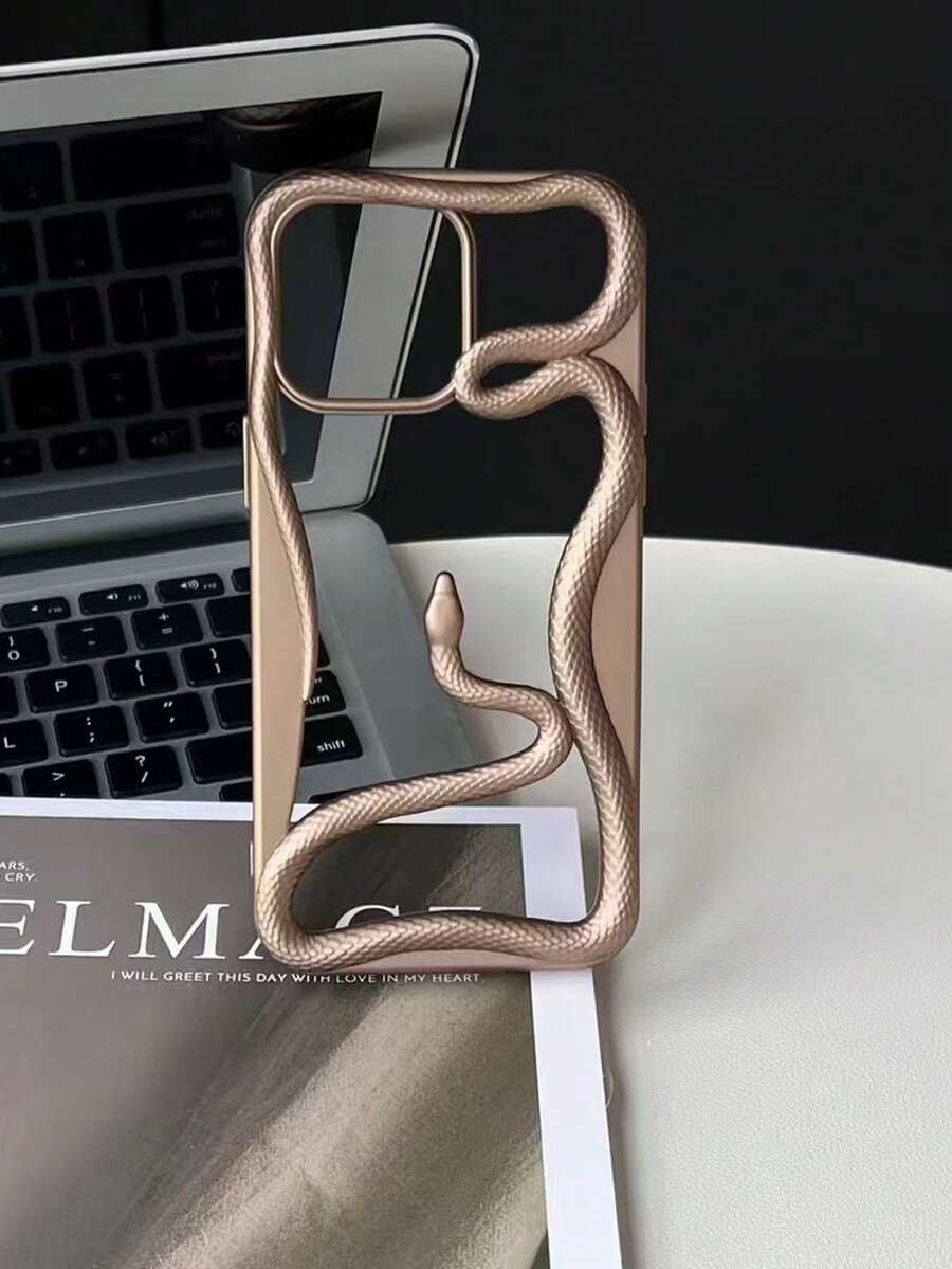 创意镂空蛇纹磨砂电镀保护壳 适用于 16 Pro Max/ 16 Pro/ 16，蛇年新款 15，透气设计 适用于 14/13/12/11，情侣软壳 适用于 17 Pro Max/ 17 Pro/ 17 - 金色 - 查看 1