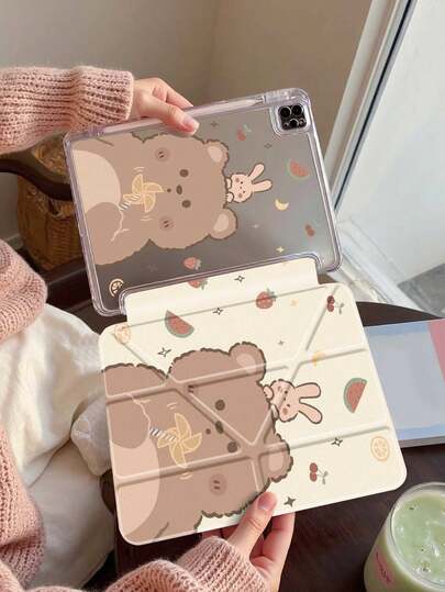 Cute Cartoon Brown Bear Pattern Case Compatible With IPad 10th Generation, IPad 10.2-Inch, Mini 6-Inch, Mini 7-Inch, And 9.7-Inch Models.Compatible With Samsung Galaxy Tab A9 Plus And Features A 3+Y Folding Design To Prevent Bending, Reinforced Silicone Corners, Auto Wake/Sleep Function, And A Built-In Pencil Holder. It Makes A Great Holiday Gift With A Stylish, Minimalist Design.
