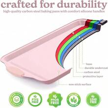 Juego De Utensilios Para Hornear Apilables Antiadherentes - Duradero, Juego De Hornear De Liberacin Fcil, Rosa, 10 Pzas - YPANS01 PNK + 10 Sol - Ver 6