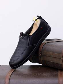 优质男士正装休闲鞋、乐福鞋、驾车鞋、耐磨、一脚蹬、适合各种场合、办公室鞋、纯色、四季皆宜 - 黑色 - 查看 6