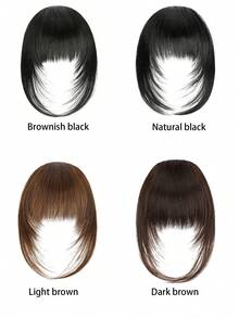 Clip In Bangs Synthetic Wig Extensions 6 Inch Brown Black And French Bangs Hair Clip On Bangs For Women Fringe With Temples Hairpieces Curved Bangs For Daily Wear, School Stuff, Claw Clips, Hair Accerssories