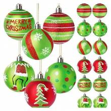 6CM/12PCS Christmas Ball Set Creative Painted Christmas Ball Party Christmas Tree Pendant - Green - View 1