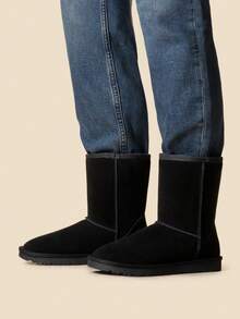 Men's Cozy Suede Boots Winter Warm Faux Fur Lined Cold Weather Outdoor Comfort Ankle Boots - màu đen - Xem 4