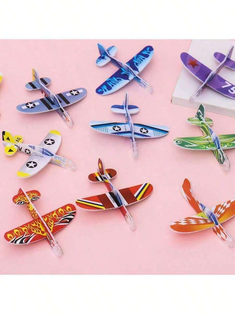 20pcs Assorted Paper Glider Plane Set, Birthday Party Gift Bag Filler, Classroom Rewards, Random Colors - Multicolor - View 1
