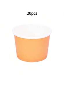 10pcs/20pcs/50pcs Orange Mini Ice Cream Cups Orange Paper Frozen Yogurt Bowls Hot And Cold Foods Perfect For Fall Birthday Thanksgiving Day Party Supplies Favors - Orange - View 8