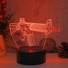 1 pieza Luz de noche en forma de pistola 3D, lámpara de control táctil visual de 7 colores, regalo creativo, luz de noche colorida, alimentada por USB, adecuada para sala de juegos, fiesta de Navidad, fiesta de cumpleaños, dormitorio, decoración de escritorio, regalo - Multicolor - Ver 7