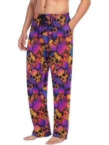 Funny Pajama Pants Mens Lounge Pants Super Soft Men Pajama Bottoms With Pockets Drawstringhalloween - Thằn lằn hoạt hình đen - Xem 9