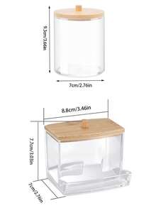 4件套化妆品架，浴室化妆品收纳盒，化妆盒储物罐，带竹盖的分配架 - 彩色 - 查看 11