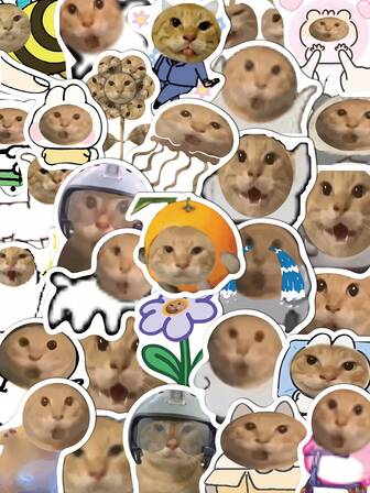 70pcs Funny Spider Senile Cat Stickers Paper Notebook Laptop Phone Case Luggage Guitar Decorative Stickers